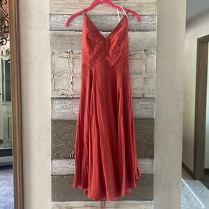Lulus orange mid length dress